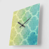 Moroccan Inspired Colorful Pattern Wall Clock Vierkante Klok (Hoek)