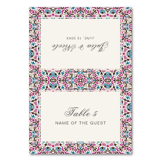 Moroccan Lattice Geo Mandala Wedding Place Card Kaart (Voorkant)