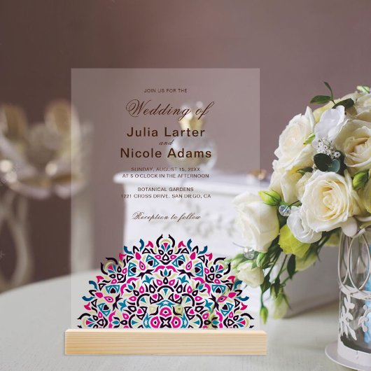 Moroccan Lattice Geometric Mandala Wedding Acryl Uitnodigingen