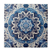 Moroccan Mediterranean Blue & White Tile Pattern Tegeltje (Voorkant)
