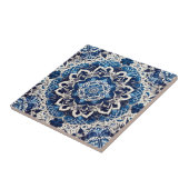 Moroccan Mediterranean Blue & White Tile Pattern Tegeltje (Zijkant)