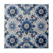 Moroccan Mediterranean Blue & White Tile Pattern Tegeltje (Voorkant)