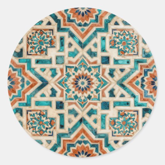 Moroccan Mosaic Pattern Ronde Sticker (Voorkant)