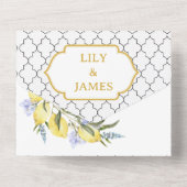 Moroccan Pattern Mediterranean Lemon Wedding  All In One Uitnodiging (Achterkant)