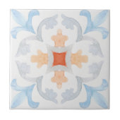 Moroccan style tile flower orange grey summer tegeltje (Voorkant)