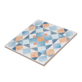 Moroccan style tile geometric orange blue summer tegeltje (Zijkant)