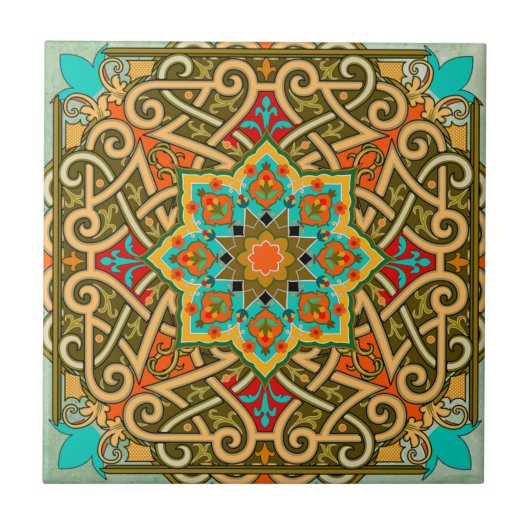 Moroccan Tile Green Blue Tegeltje (Voorkant)