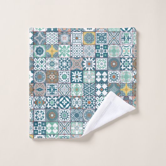 Moroccan tile-orange et light turquoise (Gant de toilette)