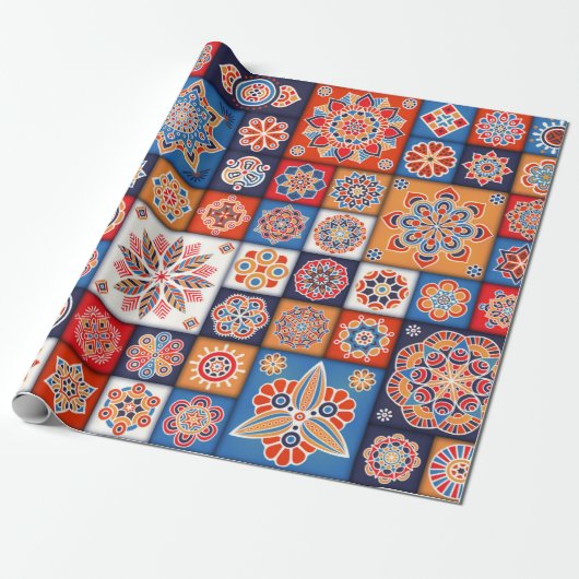 Moroccan Tile Pattern Cadeaupapier (Uitgerold)