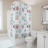 Moroccan Tile Pattern Douchegordijn (In situ)