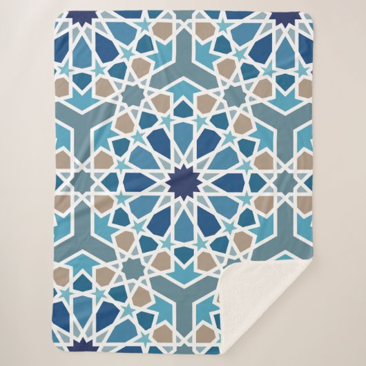 Moroccan Tile Pattern Sherpa Deken (Voorkant)