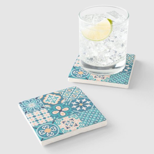 Moroccan Tile Pattern Stenen Onderzetter (Zijkant)