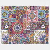 Moroccan Tile / Quilt Pattern Fleece Deken (Voorkant (Horizontaal))