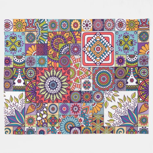 Moroccan Tile / Quilt Pattern Fleece Deken (Voorkant (Horizontaal))