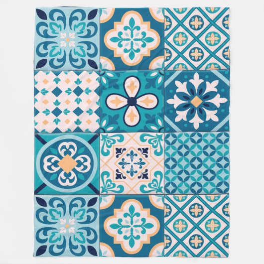 Moroccan Tile / Quilt Pattern Fleece Deken (Voorkant)