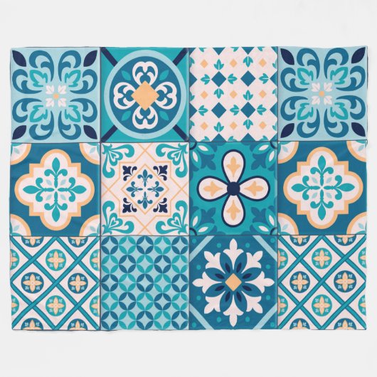 Moroccan Tile / Quilt Pattern Fleece Deken (Voorkant (Horizontaal))