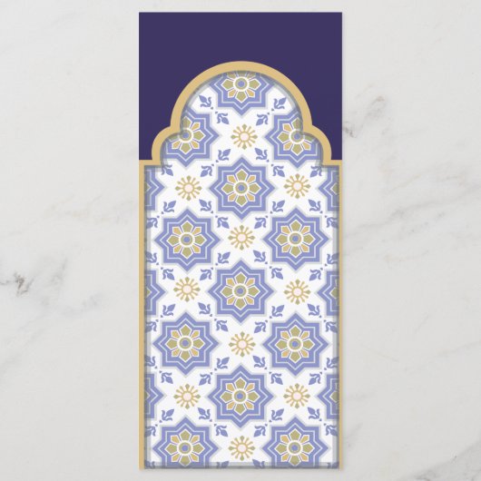 Moroccan Tile Wedding Menu Card (Achterkant)