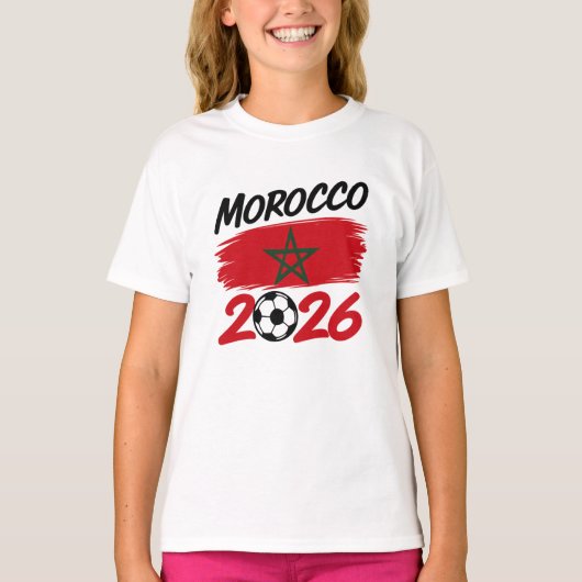 Morocco 2026 Soccer Fan Football Supporter Pride  T-shirt (Voorkant)