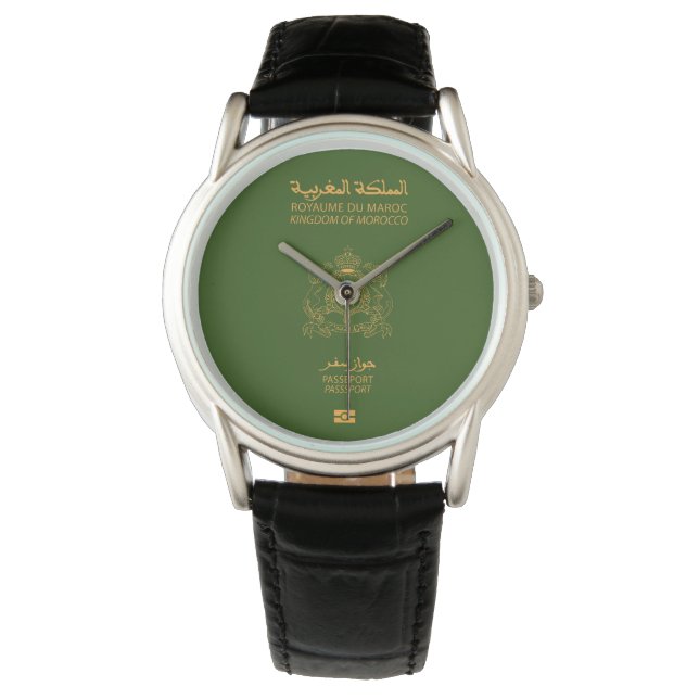Morocco passport wristwatch horloge (Voorkant)