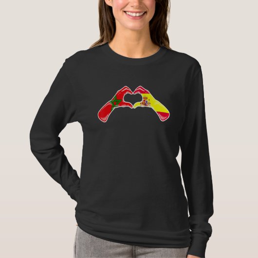 Morocco Spain Flag - Moroccan Spanish Heart T-shirt (Voorkant)