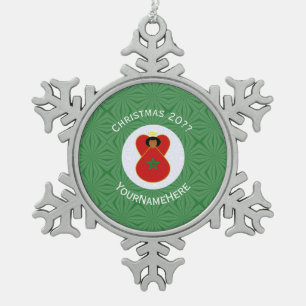 Morokkaanse Kerstengel Vlag Gepersonaliseerd Tin Sneeuwvlok Ornament