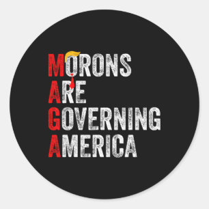 Morons regeren Amerika Grappig Trump 2024 Ronde Sticker