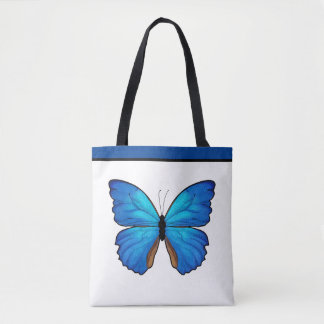 Morpho Blauwe Vlinder met naam Draagtas