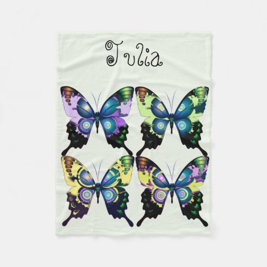 Morpho Blue Elegant Butterflies Fleece Blanket (Voorkant)