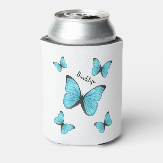 Morpho butterflies cartoon illustratie blikjeskoeler (Blikje Achterkant)