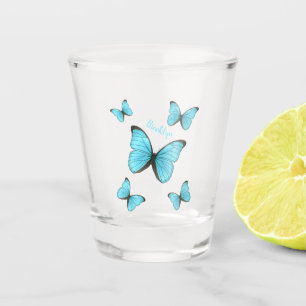Morpho butterflies cartoon illustratie shot glas