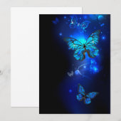 Morpho Butterfly in de donkere achtergrond Bedankkaart (Voorkant / Achterkant)