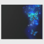 Morpho Butterfly in de donkere achtergrond Cadeaupapier (Vlak)