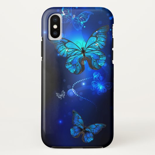 Morpho Butterfly in de donkere achtergrond Case-Mate iPhone Case (Achterkant)