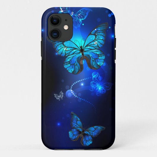 Morpho Butterfly in de donkere achtergrond Case-Mate iPhone Case (Achterkant)