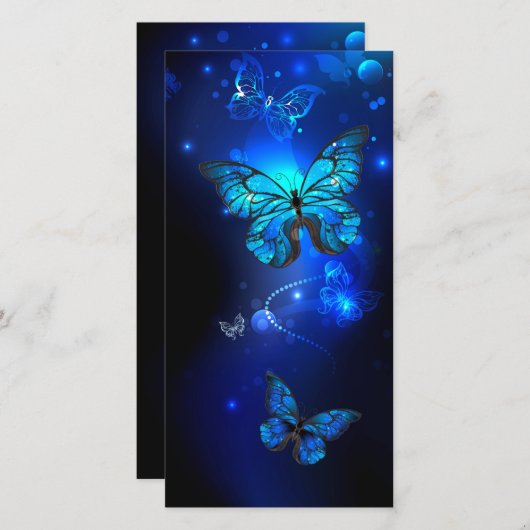 Morpho Butterfly in de donkere achtergrond Feestdagenkaart (Voorkant / Achterkant)