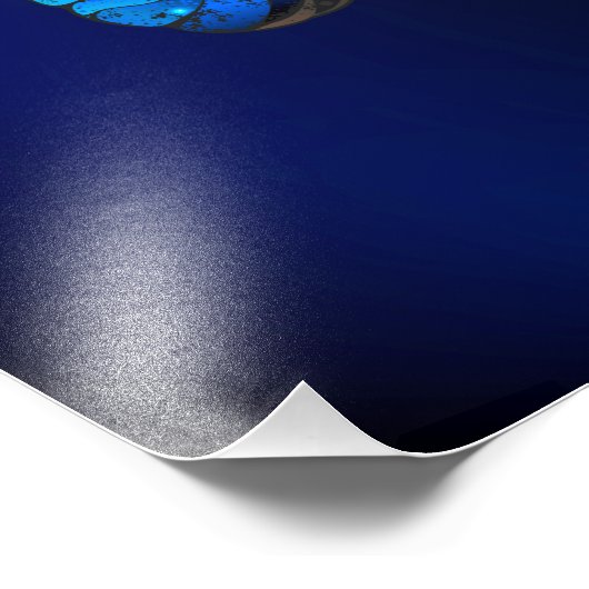 Morpho Butterfly in de donkere achtergrond Foto Afdruk (Hoek)