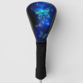 Morpho Butterfly in de donkere achtergrond Golfheadcover (Voorkant)
