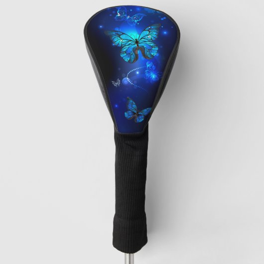 Morpho Butterfly in de donkere achtergrond Golfheadcover (Voorkant)