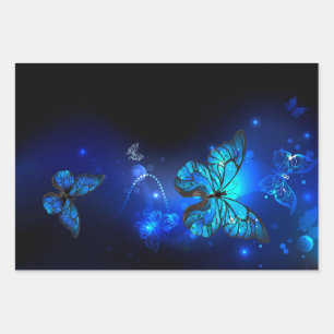 Morpho Butterfly in de donkere achtergrond Inpakpapier Vel