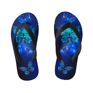 Morpho Butterfly in de donkere achtergrond Kinder Teenslippers