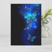 Morpho Butterfly in de donkere achtergrond Programma (Staand voorkant)