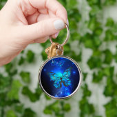 Morpho Butterfly in de donkere achtergrond Sleutelhanger (Hand)