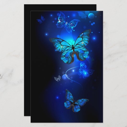 Morpho Butterfly in the Dark Background Briefpapier (Voorkant / Achterkant)