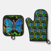 Morpho Butterfly Ovenwant & Pannenlap Set (Voorkant)