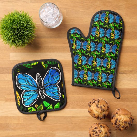 Morpho Butterfly Ovenwant & Pannenlap Set (Top down)