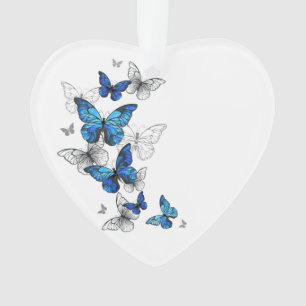Morpho papillons bleus volants