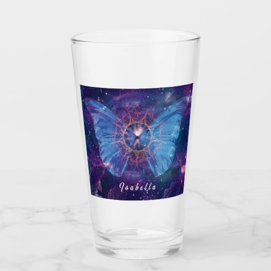 Morpho vlinder / Galaxy Mandala Glas (Voorkant)