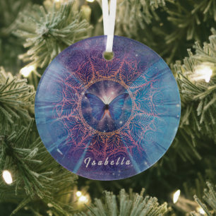 Morpho vlinder / Galaxy Mandala Papier Onderzetter Glas Ornament