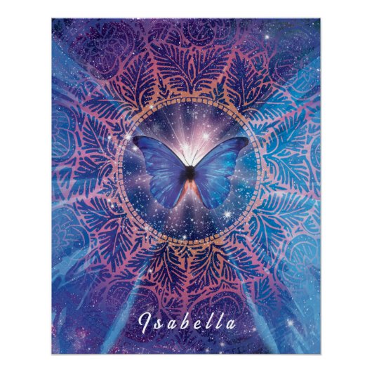 Morpho vlinder / Galaxy Mandala Perfect Poster (Voorkant)