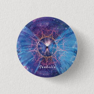 Morpho vlinder / Galaxy Mandala Ronde Button 3,2 Cm